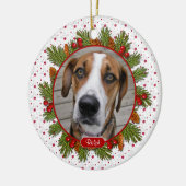 ペット犬メモリアルパイン枝ホリー写真クリスマス セラミックオーナメント (左)