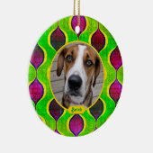 ペット犬メモリアルパープルグリーンフォトクリスマス セラミックオーナメント (右)