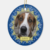 ペット犬メモリアルブルースノーフレーク写真クリスマス セラミックオーナメント (左)