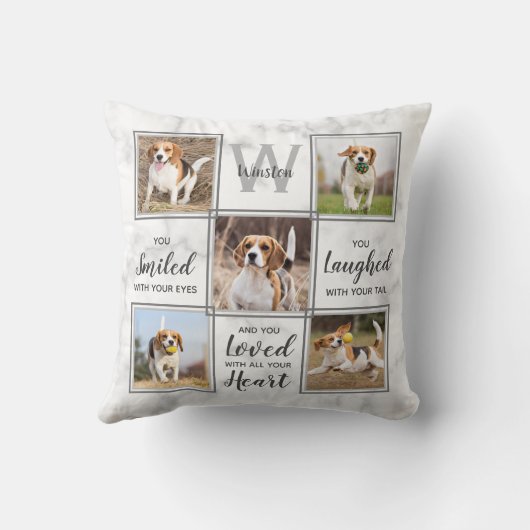 ペット犬メモリアルユニークキープサケ5フォトコラージュ クッション (裏面)