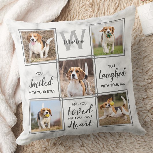 ペット犬メモリアルユニークキープサケ5フォトコラージュ クッション