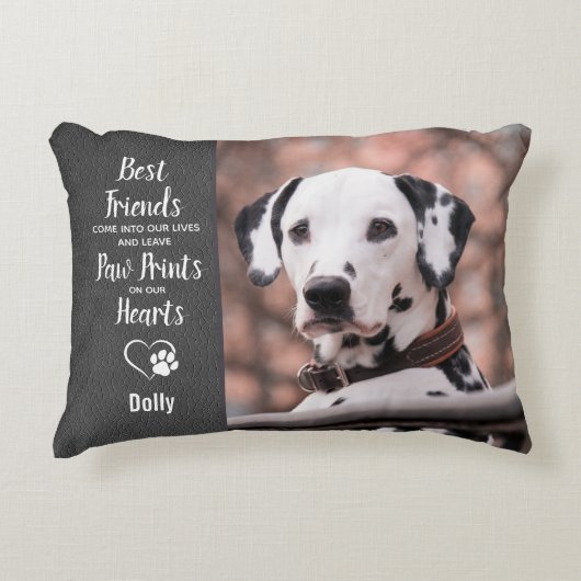 ペット犬メモリアル – ポープリントのハート写真 アクセントクッション (正面)