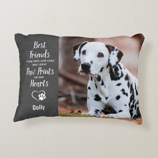 ペット犬メモリアル – ポープリントのハート写真 アクセントクッション (裏面)