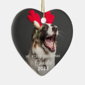 ペット犬初めてのクリスマス写真スクリプトオーナメント セラミックオーナメント (右)