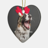 ペット犬初めてのクリスマス写真スクリプトオーナメント セラミックオーナメント (左)