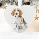 ペット犬初めてのクリスマス写真スクリプト オーナメント<br><div class="desc">ペット犬の初めてのクリスマス写真のスクリプト。あなたのペットの写真お気に入りのでパーソナライズ彼らの名前と年を追加する思い出とギフトユニークを作成する。新着に向けて可愛祝い家族の形見!Thisisnomeによる設計©</div>