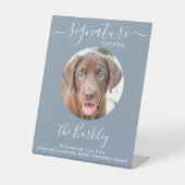 ペット犬結婚のシグネチャーカクテルダスティブルー 台座サイン (正面)