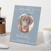 ペット犬結婚のシグネチャーカクテルダスティブルー 台座サイン (インサイチュ)