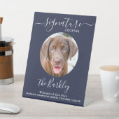 ペット犬結婚のシグネチャーカクテルフォトネイビーブルー 台座サイン (インサイチュ)