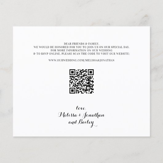 ペット犬結婚の写真Save The Date Budget QR Code (裏面)
