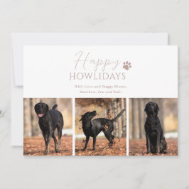 ペット犬3写真クリスマス シーズンカード