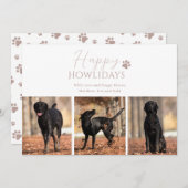 ペット犬3写真クリスマス シーズンカード (正面/裏面)