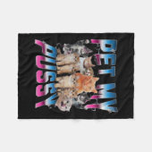 ペット猫おもしろいミーム フリースブランケット (正面(横))