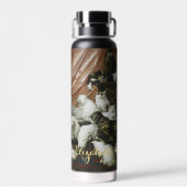 ペット猫がヴィンテージ動物モノグラムの術 ウォーターボトル (背面)