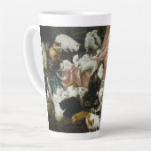 ペット猫がヴィンテージ動物モノグラムの術 カフェラテマグ (左アングル)