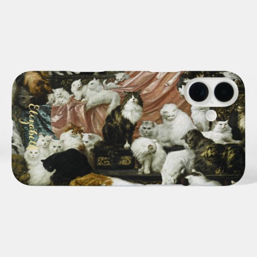 ペット猫がヴィンテージ動物モノグラムの術 Case-Mate iPhoneケース (裏面 (横))