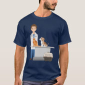 ペット猫と犬を連れた獣医マンベットクリニック Tシャツ (正面)