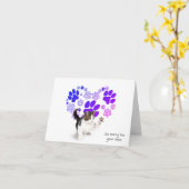 ペット猫を失ったギンガムポープリントハート カード (黄色い花)