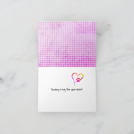 ペット猫を失ったギンガムポープリントハート カード (内部)