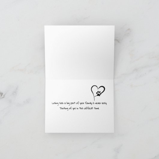 ペット猫を失ったギンガムポープリントハート カード (内部)