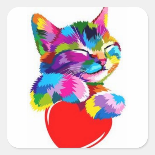 ペット猫デザイン スクエアシール (正面)