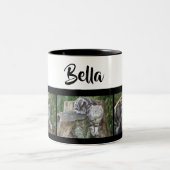 ペット猫フォトコラージュと前版画パーソナライズされた ツートーンマグカップ (中央)