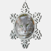 ペット猫フォトスノーフレークオーナメント スノーフレークピューターオーナメント (右)