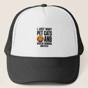 ペット猫ホラー映画ヴィンテージ・ハロウィンTシャツデザイン キャップ