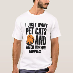 ペット猫ホラー映画ヴィンテージ・ハロウィンTシャツデザイン Tシャツ