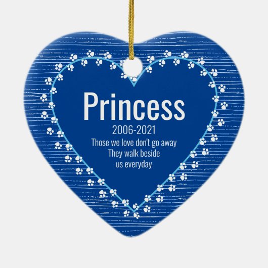 ペット猫メモリアル手プリントハートフォトクリスマス セラミックオーナメント (裏面)