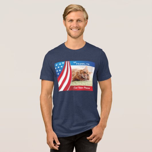 ペット猫写真大統領の選挙2024投票 トライブレンドＴシャツ (正面全面)