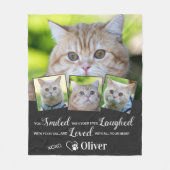 ペット猫記念記念パーソナライズされた4写真 フリースブランケット (正面)