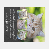 ペット猫記念記念パーソナライズされた4写真 フリースブランケット (正面(横))
