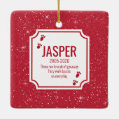 ペット猫記念赤雪写真クリスマス セラミックオーナメント (裏面)