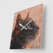 ペット猫 スクエア壁時計 (傾斜)