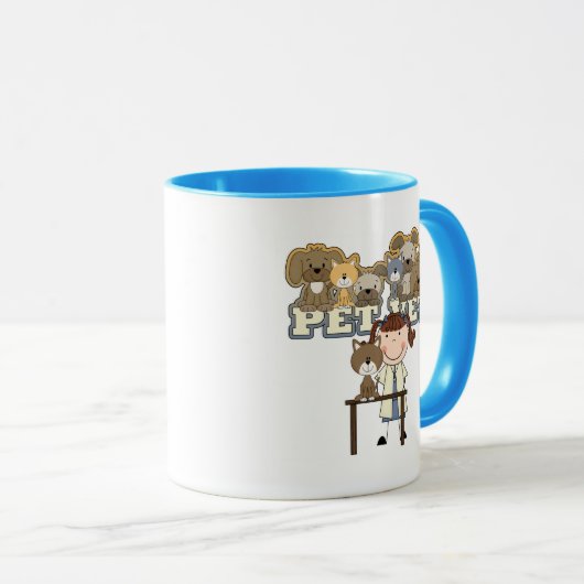 ペット獣医のブルネットの女性のTシャツおよびギフト マグカップ (正面右)