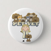 ペット獣医のブロンドの女性のTシャツおよびギフト 缶バッジ (正面)
