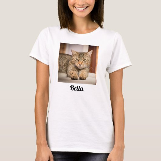 ペット用の猫写真Tシャツ Tシャツ (正面)