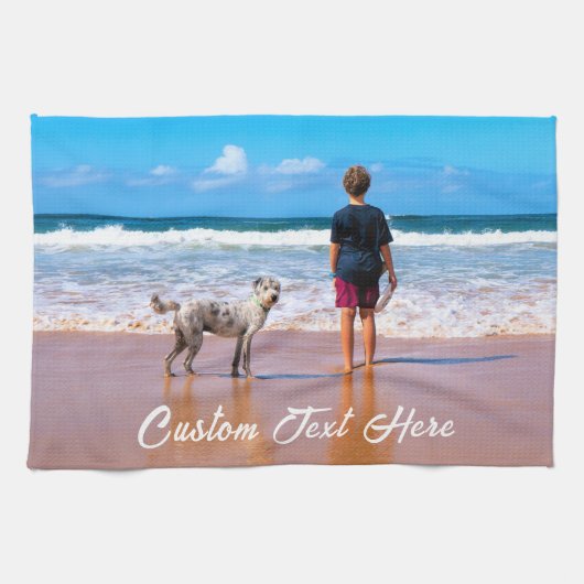 ペット用フォトキッチンタオルカスタム文字 キッチンタオル (横)