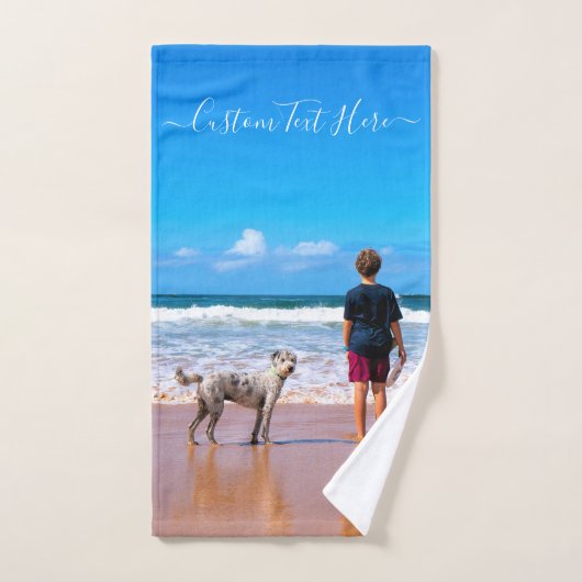 ペット用フォトバスタオルカスタムズ文字名 バスタオルセット (ハンドタオル)