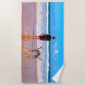 ペット用フォトビーチタオルカスタム文字 ビーチタオル (正面)