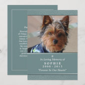 ペット用ペット記念カード5x7ティール(緑がかった色)祈りの言葉 案内状 (正面/裏面)