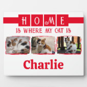 ペット用写真白赤3個 フォトプラーク (正面)