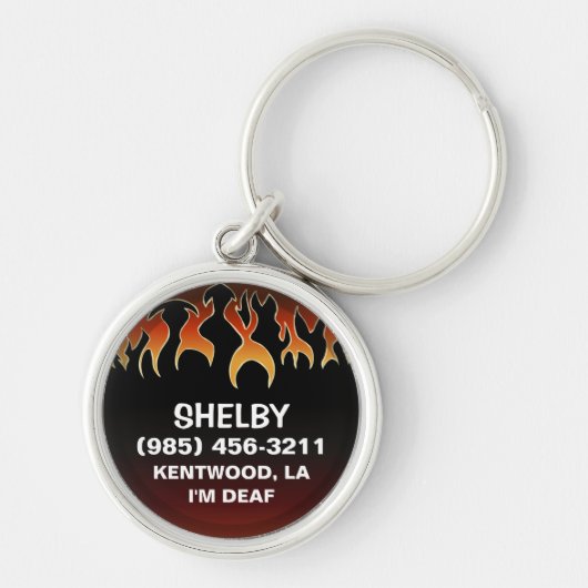 ペット用名札-黒及びあずき色の炎 キーホルダー (正面)
