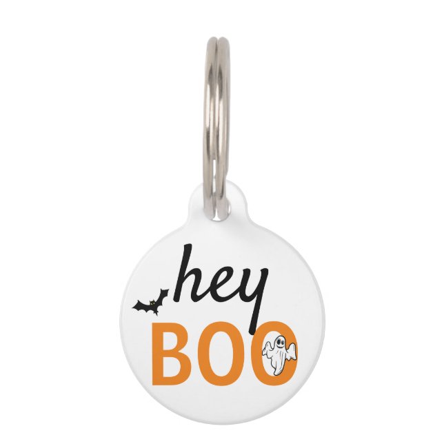 ペット用名札- hey BOO幽霊/こうもり ペット　ネームタグ (正面)