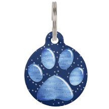 ペット用名札- Sparkles Blue1 Paw Print