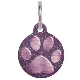 ペット用名札- Sparkles Purple1 Paw Print ペット　ネームタグ