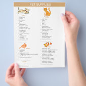 ペット用品ショッピングリスト(犬、猫、鳥) チラシ (手)