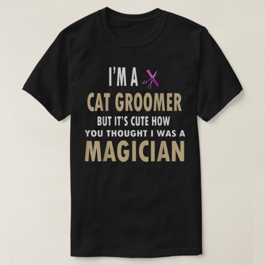ペット用猫トリマートリマー  Tシャツ (デザイン正面)