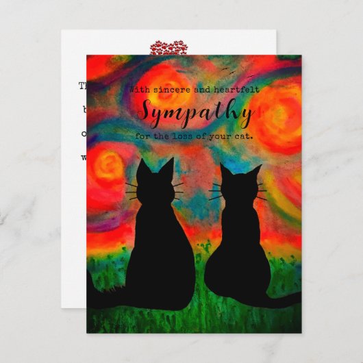 ペット用猫悔やみや弔慰グリーティングカードの紛失 (正面/裏面)